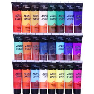 Acrylic Paint Set, 24 Color Acrylic Paint Rich Pigments&Water Proof for Artists Adults on Canvas Rocks Ceramic Fabric Wood Paints