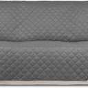 PureFit Reversible Quilted Sofa Cover, Water Resistant Slipcover Furniture Protector, Washable Couch Cover with Non Slip and Elastic Straps for Kids, Dogs, Pets (Sofa, Gray/Ivory) (Large)