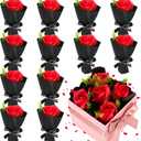 12 Pcs Valentine's Day Plastic Rose Bouquet Artificial Mini Preserved Rose Bouquet Mini Fake Foam Single Flower Gift for Women Girlfriend Mom Wife Grandma Anniversary