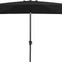 JEAREY 6.5x10ft Olefin Rectangular Patio Umbrella, Rectangle Outdoor Umbrellas with Auto Tilt Crank System, Market Table Umbrella UV Protection Fade-Resistant for Pool Deck Garden Yard, Black