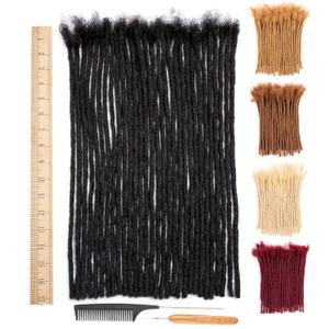 DAIXI 0.24Inch Thickness 16 Inch 30 Strands 100% Real Human Hair Dreadlock Extensions for Man/Women Full Head Handmade 0.6cm Thinner Can Be Dyed and Bleached Soft Dreadlocks with Needle and Comb