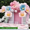 Mverse Giant Flower Stand Base and Stem, Weighted Iron Base, Flexible Pole, 3 Bendable Aluminum Pipes and Pins for DIY Paper Flowers, Wedding Arch, Party Backdrop