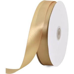 TONIFUL 1 Inch x 100yds Gold Satin Ribbon, Thin Solid Color Satin Ribbon for Gift Wrapping, Crafts, Hair Bows Making, Wedding Party Decoration, Sewing, Invitation Cards, Floral Bouquets, Christmas
