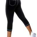 VOOVEEYA Curvy Womens Leggings, High Waisted Yoga Pants with Back Pockets, Tummy Control - Buttery Soft - Stretchy (X-Large, Capri Black)