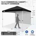 EAGLE PEAK Commercial Canopy 10x10 Pop Up Canopy Tent with 1 Sidewall, Easy Setup Heavy Duty Instant Event Shelter for Vendors & Markets, Outdoor Sun Shade, Black