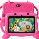 MengDash Kids Tablet, Android 11 Tablet for Kids 7 inch 2-10, Educational Learning Toddler Tablet, Touch Screen 3GB RAM+32GB ROM Storage, Google Play YouTube, Baby Girl boy Present (Red)