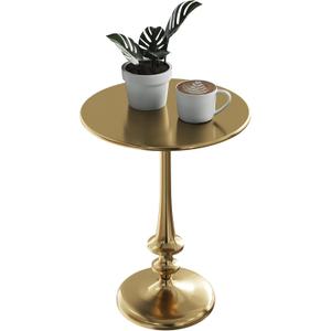 Lavish Home Iron Pedestal Table, Antiqued Gold Side Table, 16”W x 22”H
