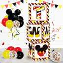 2nd Birthday Party Favors Balloon Boxes Supplies for Baby, Boys 3Pcs Black Yellow Mouse Theme Two Year Old Balloon Boxes, 'TWO' Letters Balloon Arch Kit for Party Decorations
