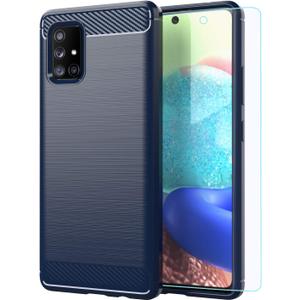 Samsung A71 5G case,Galaxy A71 5G case with HD Screen Protector, Soft TPU Slim Fashion Non-Slip Protective Phone Case Cover for Galaxy A71 5G (Navy Blue)