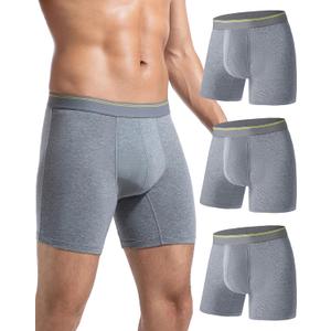 Breacare Mens Incontinence Underwear Leak Proof Washable Reusable Boxer Briefs for Male 50ML Urinary Leakage Absorbent for Bladder Leak Protection, 3 Pack (Medium, Dark Grey)