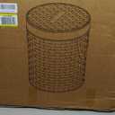 Laundry Hamper with Lid Laundry Basket with Lid 19.0 Gal (72 L) Round Laundry Basket Handwoven Rattan Basket with Lid Removable Bag 2 Mesh Bags Handles for Living Room Bathroom Gray