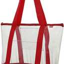 Clear ZIPPER tote with color trim and bottom, Red trim, Pack of 4