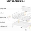 SNTD Dish Drying Rack - Extendable Dish Rack, Large Sink Drying Dish Drainer for Kitchen Counter, Stainless Steel Dish Strainer with Utensil Holder (White)