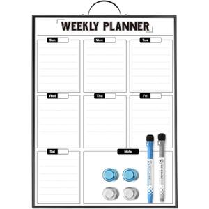 Weekly Planner Dry Erase Calendar for Wall Hanging, 16"x12" Aluminum Frame Whiteboard Calendar with Handle, Portable White Board as Office to Do List, Meal Planner for Home Kitchen