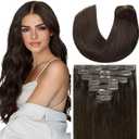 Loxxy 22 Inch Clip in Extensions - 100% Remy Real Human Hair - Big, Thick, Silky Straight Clip in Hair for Women - Color #2 - 140g - 7 pcs
