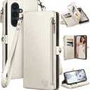 XcaseBar Compatible with Samsung Galaxy A16 5G Wallet case with Zipper Credit Card HolderRFID Blocking,Flip Folio Book PU Leather Phone case Shockproof Cover Women Men for Samsung A16 case White