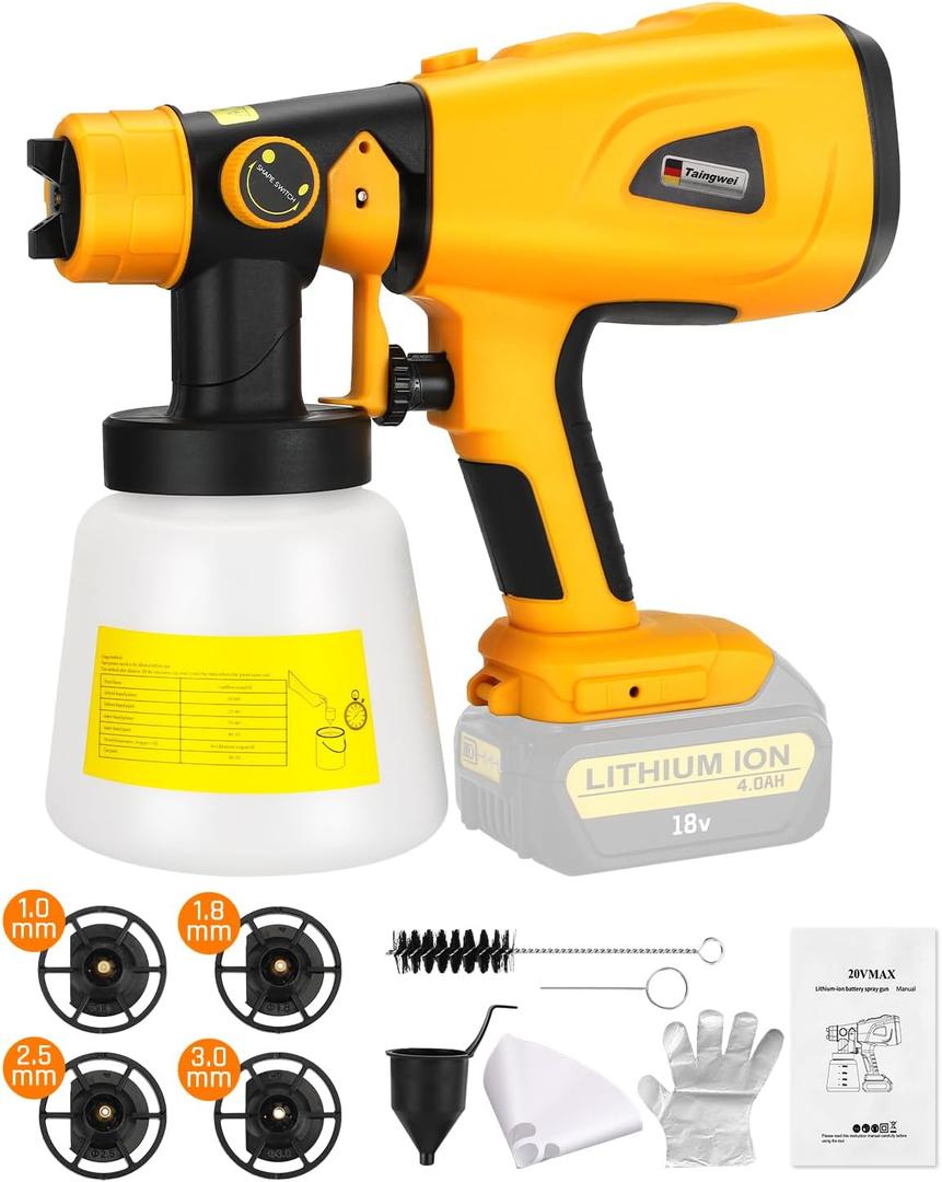 Cordless Paint Sprayer for Dewalt 20v 60v Battery,200W HVLP Paint Sprayer Gun with Brushless Motor for Cabinets Cars Walls Furniture House Painting (Tool Only) For Dewalt 20v Battery