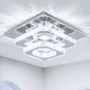 Mini Chandelier LED Crystal Ceiling Light 2 Layers Flush Mount Ceiling Light Modern Chandelier Lighting for Hallway Staircase Kitchen Bathroom (Cool White)