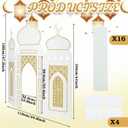 Amyhill Ramadan Eid Mosque Decorations 41 x 44.5 Inch DIY Cardboard Mosque Castle for Home Ramadan Playhouse Corner Activities for Islamic Muslim Home Decor (White Gold)