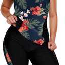 LALAGEN Womens Plus Size Swimsuits 2025 Modest Rash Guard Capris Tankini Bathing Suits Two Piece Bathing Suit Swimwear (Medium, Orange Flowers)