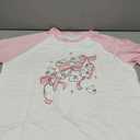 Harajuku Kawaii Clothes Casual Soft Crewneck Raglan Sleeve Cute Cartoon Graphic Bunny with Bows Print T-Shirt, Size: S