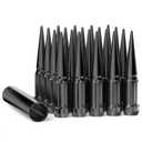 GAsupply 12x1.5 Spike Lug Nuts Black 20pcs, M12x1.5 Locking Spiked Spline Lug Nut 4.4" 112mm Tall, Closed End Bulge Acorn 60 Degree Cone/Conical Seat