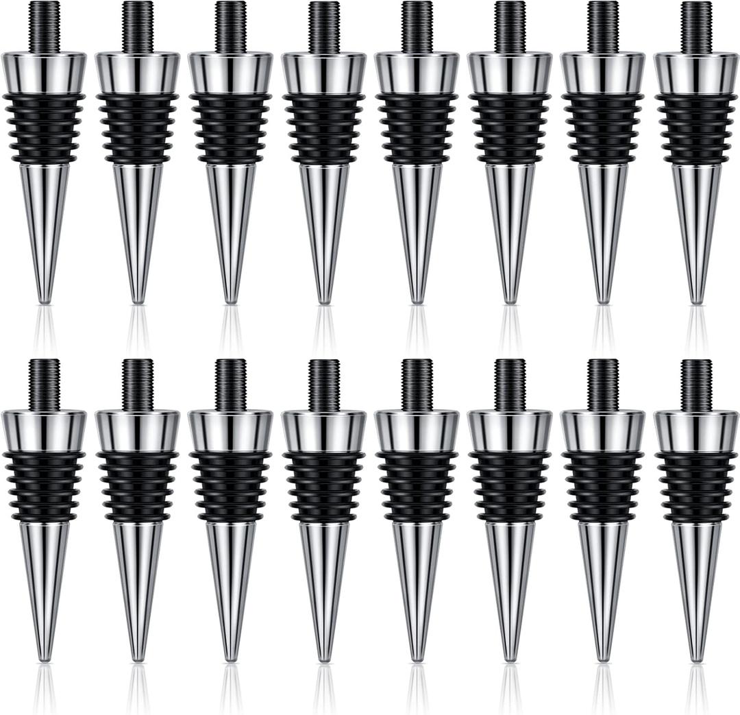 Honeydak 16 Pieces Metal Bottle Stopper Blank Stainless Steel Bottle Stopper Kit Reusable Saver Corks Hardware for Wedding Party Bar Turning