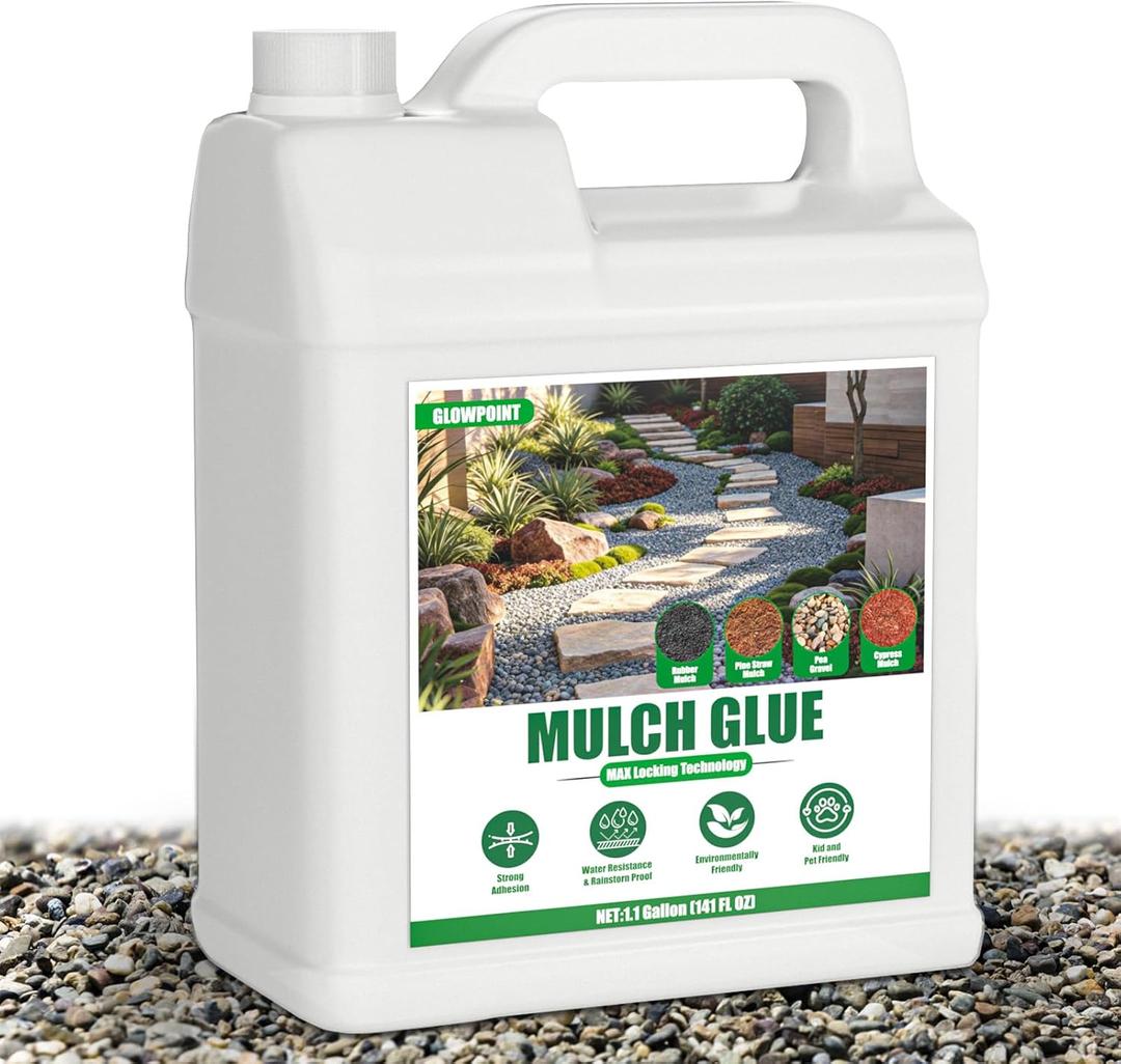 Mulch Glue for Landscaping, 1.1 Gallon Rock Glue for Pea Gravel Stabilizer
