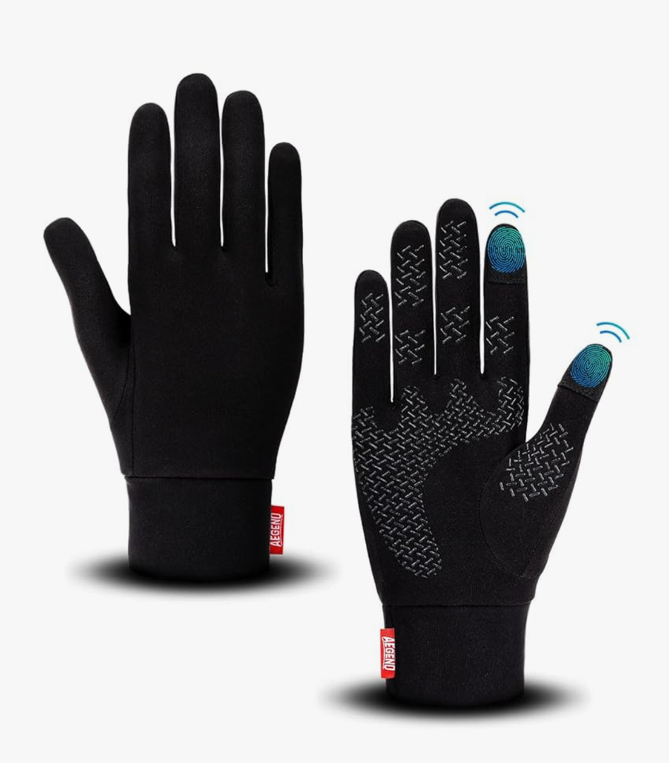 Aegend Lightweight Running Gloves - Warm Mittens Liners for Women & Men, Touch Screen, Cycling & Sports Compression Gloves for Winter, Early Spring or Fall,