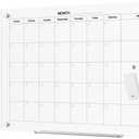 TOWON 36 x 24 Inches Tempered Glass Calendar Dry Erase Board for Wall, 3' x 2' Magnetic Whiteboard Calendar Planner for Office, Home, School Supplies, White