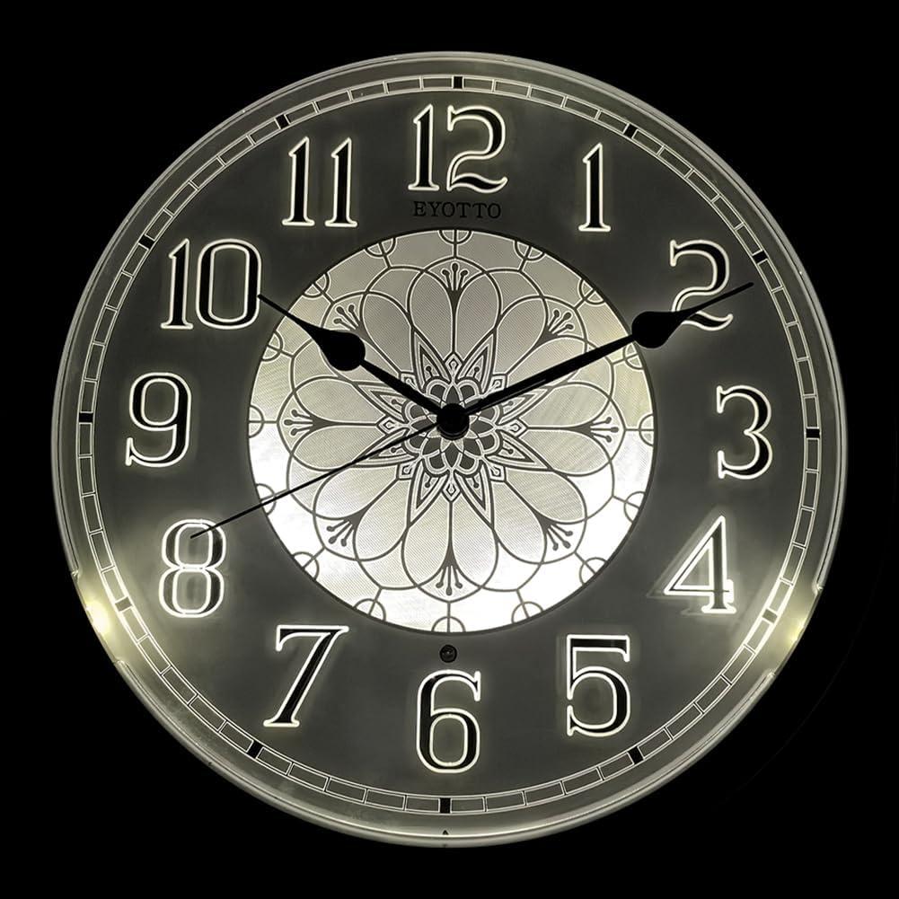 eYotto Night Light Wall Clock for Bedroom, Illuminated Wall Clocks Battery Operated Glow in The Dark Lighted Clock for Home, Living Room, Kitchen, Office, Easy to Read Large Display, 12Inch (Black and White)