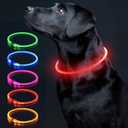 Light Up Dog Collar, Colaseeme LED Dog Collar, 1 Count USB Rechargeable TPU Glow Safety Dog Necklace Light, Dog Lights for Medium Large Dogs (Red)