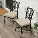 Outdoor Chair Cushions, Fade-Resistant & Water-Resistant, D Shaped Patio Furniture Seat Chair Pads Replacement with Ties, Non-Slip Bottom, Removable Cover, Set of 4, 18.5 x 16 Inch, Beige