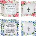 4 Pack Pocket Prayer Quilt with Metal Cross Inside Panel Prayer Quilt Squares Mini Scripture Religious Spiritual Gift for Friend Family Colleague Encouragement Gift