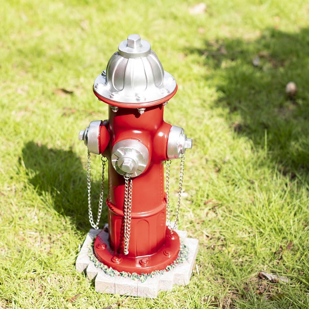 Fake Fire Hydrant for Dogs to Peed on, Dog Fire Hydrant Pee Post, 14.5" Backyard Decor Outdoor Statues Firefighter Gifts for Men