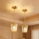 Crystal Pendant Lights Kitchen Island 2 Pack, Modern Gold Pendant Light Fixtures Mini Adjustable Chandeliers for Kitchen Island Dinning Room Bedroom Hallway with E26 Base (Bulbs Not Included)