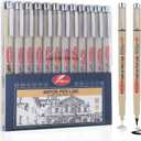 Micro Fineliner Drawing Art Pens: 12 Black Fine Line Waterproof Ink Set Artist Supplies Archival Inking Markers Liner Professional Sketch Outline Anime Sketching Artist Illustration Watercolor