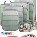 Veken 9/11 Set Compression Packing Cubes for Travel Essentials,Compressible Expandable Large Luggage Suitcase Organizer Bags for Clothing,Durable Space Saver Storage Bags(Matcha Green)