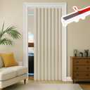 RINHARTEX Blackout Accordion Style Magnetic Door Curtain Sets Included Tracks for Closet Pleated Folding Doorway Curtain Accordion Door Interior Room Divider Bedroom Bathroom (52x79,Cream Beige)