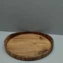SARUFO Acacia Wood Round Ottoman Tray Decorative Serving Tray with Handles for Coffee Table, Breakfast in Bed, Living Room, Kitchen Counter, Candle Display, Tea Party, Lunch, Dinner, Bathroom