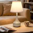 FAISHILAN Touch Table Lamp for Bedroom Set of 2, Farmhouse 3-Way Dimmable Table Lamps for Nightstand with Fabric Shade, Lamps for Living Room，Desk Lamps for Home Office, Black Lamp for Bedroom