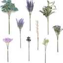 Ling's Moment Artificial Greenery Stems Box Set, 37pcs with 9 Kinds of Faux Greenery Picks for DIY Bridal Bouquets Wedding Floral Arrangement Table Centerpieces, Lavender & Plum