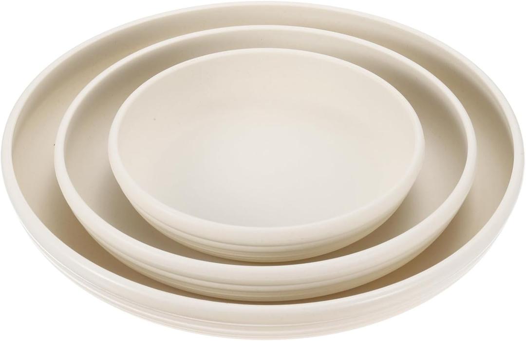 PATIKIL Plant Saucer Tray, 3 Pack 7/9/12 Inch Plastic Round Plant Saucer Flower Planter Drip Tray for Indoors Outdoors Patio Balcony, Beige
