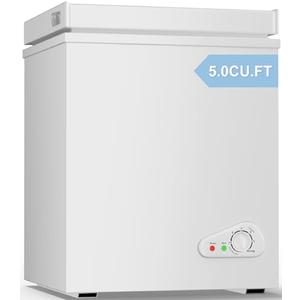 TABU 5.0 Cubic Feet Chest Freezer, Compact Deep Freezer, Silver