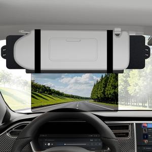Veharvim Sun Visor Extender for Car (Polarized, UV400, PC Lens, 2 Side Sunshade), Car Visor Extender Sun Blocker, Visor Extender Attachment, Anti-Glare for Safe Driving (Light Black, 1 Pack)