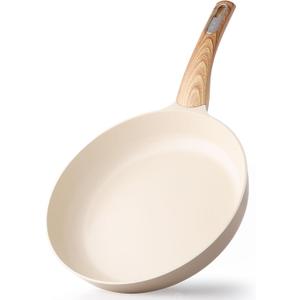 SENSARTE Ceramic Nonstick Frying Pan Skillet 9.5Inch Non Stick Omelette Pans, Non-toxic Healthy Kitchen Cooking Chef's Pan, Free of Intentionally Added PFOA/PFAS/PTFE, Induction Compatible, Taupe