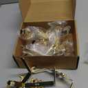 Christmas Stocking Hangers Set of 7 Heavy Duty Adjustable Mantel Hooks with No-Damage Design for Fireplace Reusable Gold Snowflake Reindeer Tree Decorations Easy Installation (E 4PC)