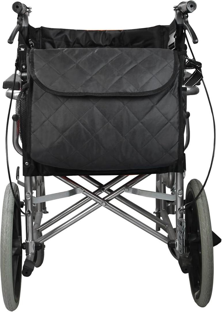 Wheelchair Rear Back Bag, Waterproof Wheelchair Bag Hang on Back Backpack Messenger Storage Bag for Men, Women (Black)