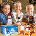 15 Pack Christmas Crafts Supplies, DIY Snowman Making Kit for Children, Christmas Stocking Stuffers, Air Dry Snowman Decorating Kit Winter Snowman Presents Toys for Christmas Holiday Decorations