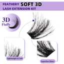 B&Q Volume Lash Clusters Kit 280PCS Lash Extension Kit Thick 3D Wispy DIY Eyelash Extension Set with Individual Lashes, Lash Bond and Remover,Tweezers(80D+100D)